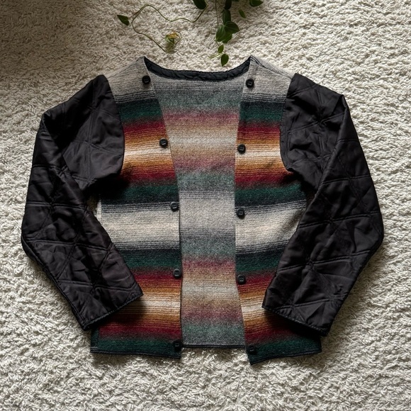 VTG Woolrich Striped Wool Blend Saddle blanket Print Jacket Boho - Picture 5 of 15